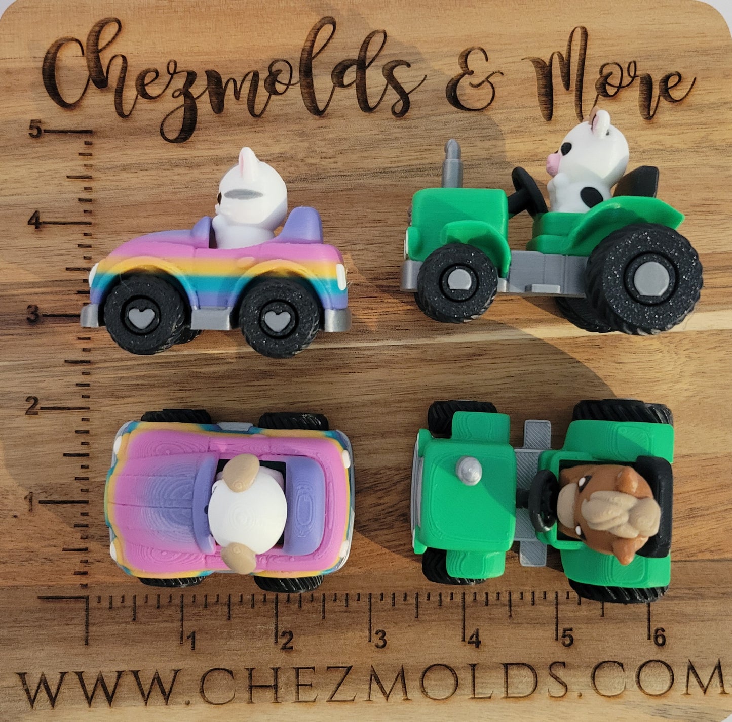 3d printed desk buddy fidget clicker- choose your ride then add your animal ( 1 per vehicle ONLY)