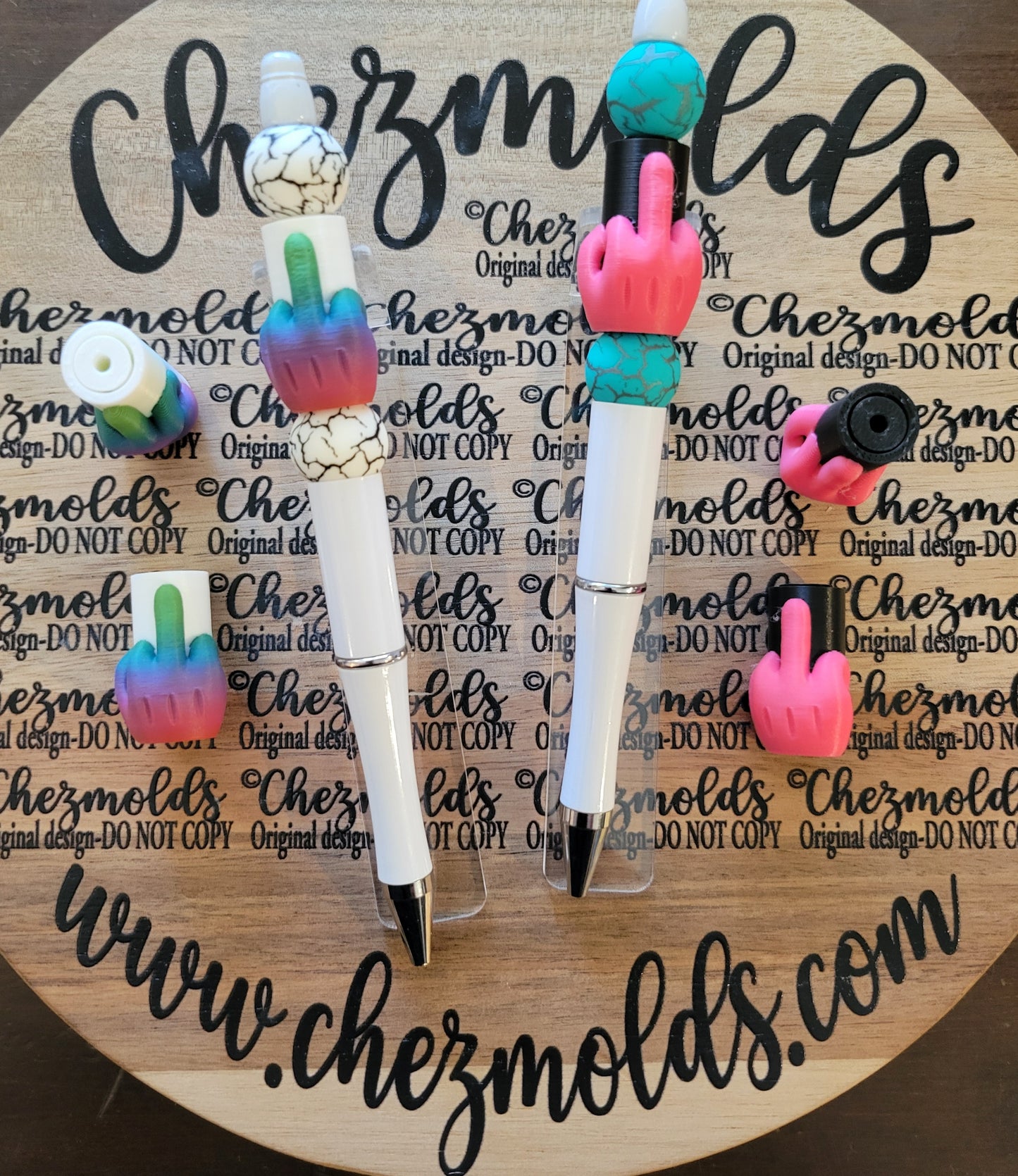CE 3d printed focal bead- "Hey You" finger- Chez Pole dancer