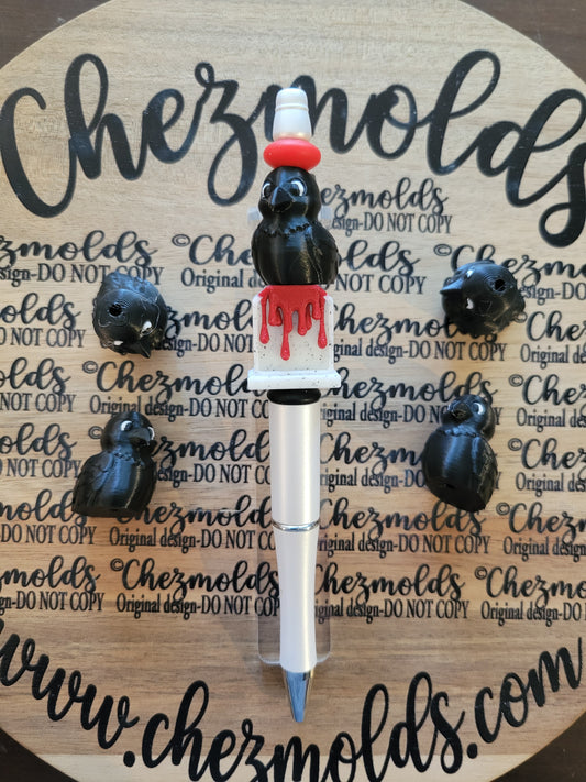 CE 3d printed focal Bead- raven NONK