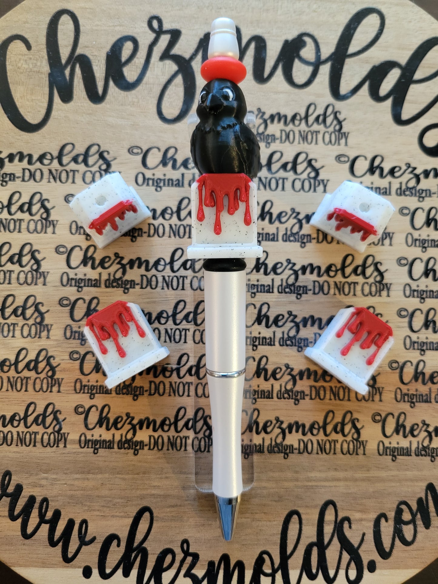 CE 3d printed focal Bead- blood drip tombstone seat