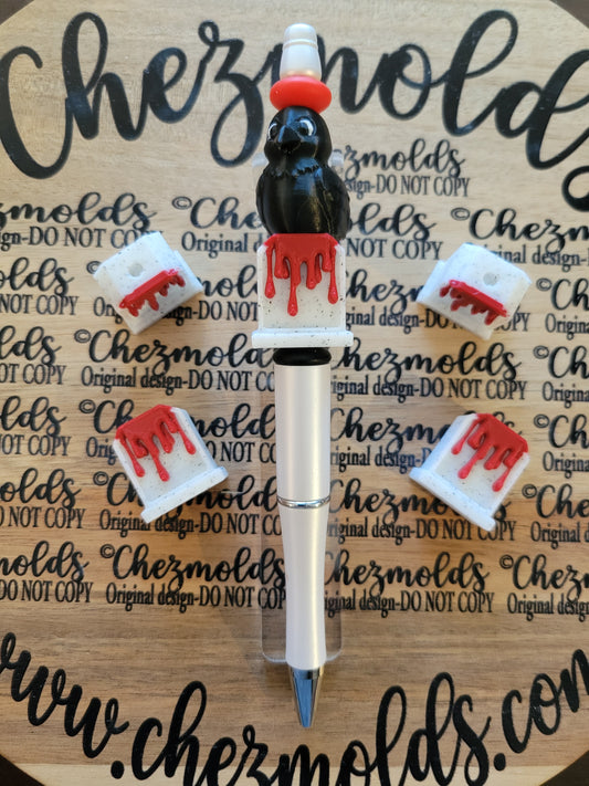 CE 3d printed focal Bead- blood drip tombstone seat