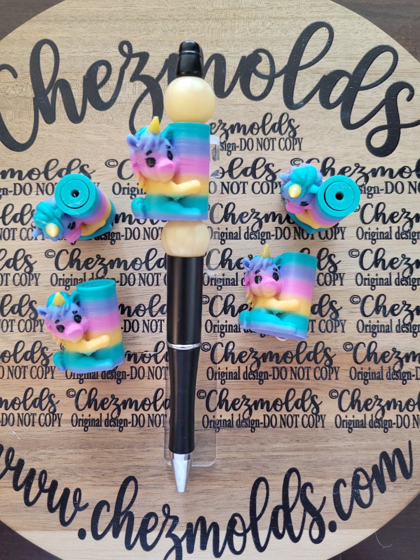 CE 3d printed focal bead- Unicorn- Chez Pole dancer ( spinner )