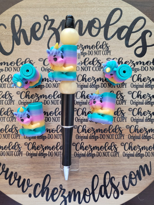 CE 3d printed focal bead- Unicorn- Chez Pole dancer ( spinner )