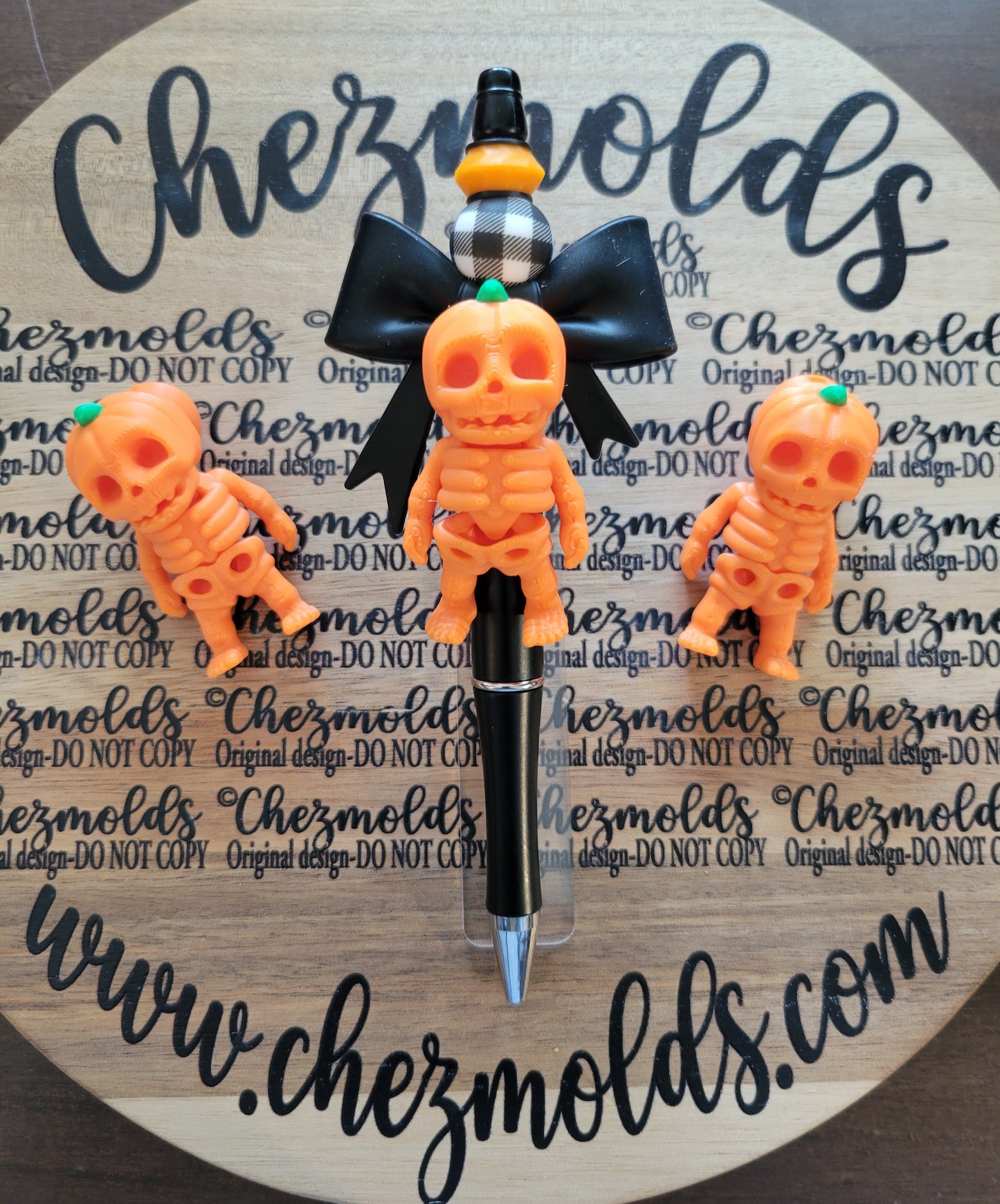 CE 3d printed focal Bead DANGLERZ-pumpkin skelly