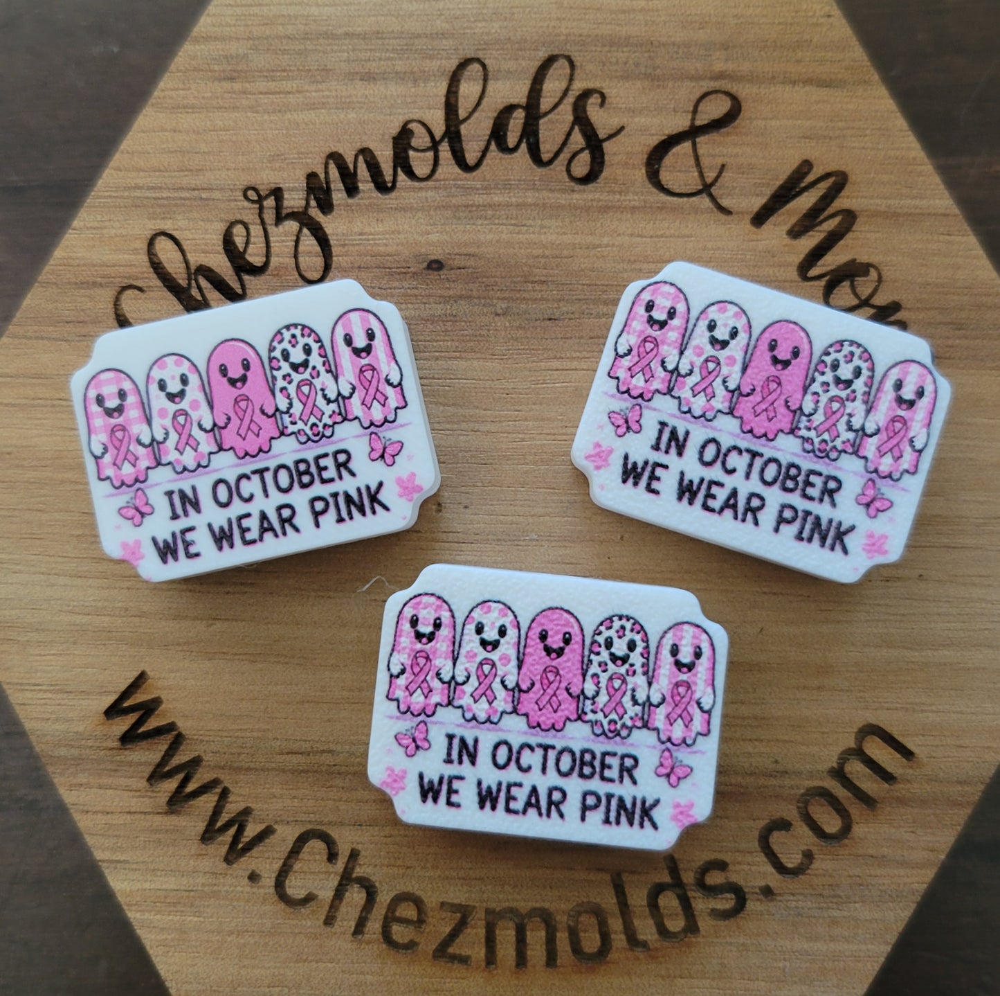 CE 3d printed focal Bead-in oct we wear pink ghosts