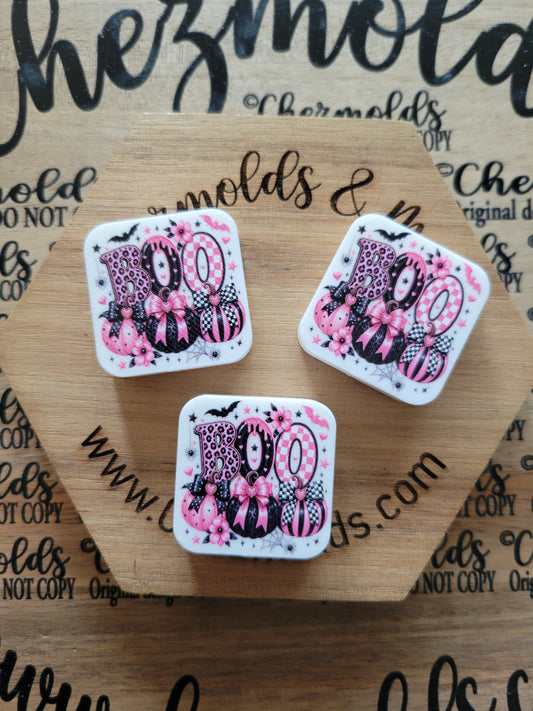 CE 3d printed focal Bead-boo- pink pumpkins