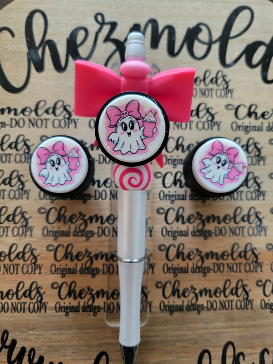 CE 3d printed Clicky button- pink ghost with punkin spice