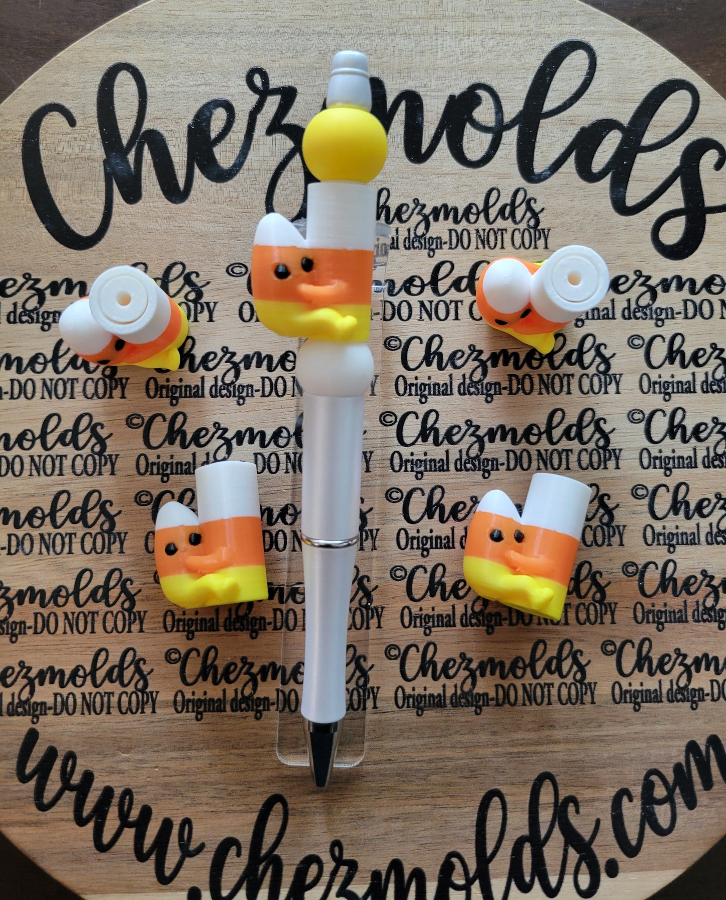 CE 3d printed focal bead- Cutie candy corn Chez Pole dancer ( spinner )