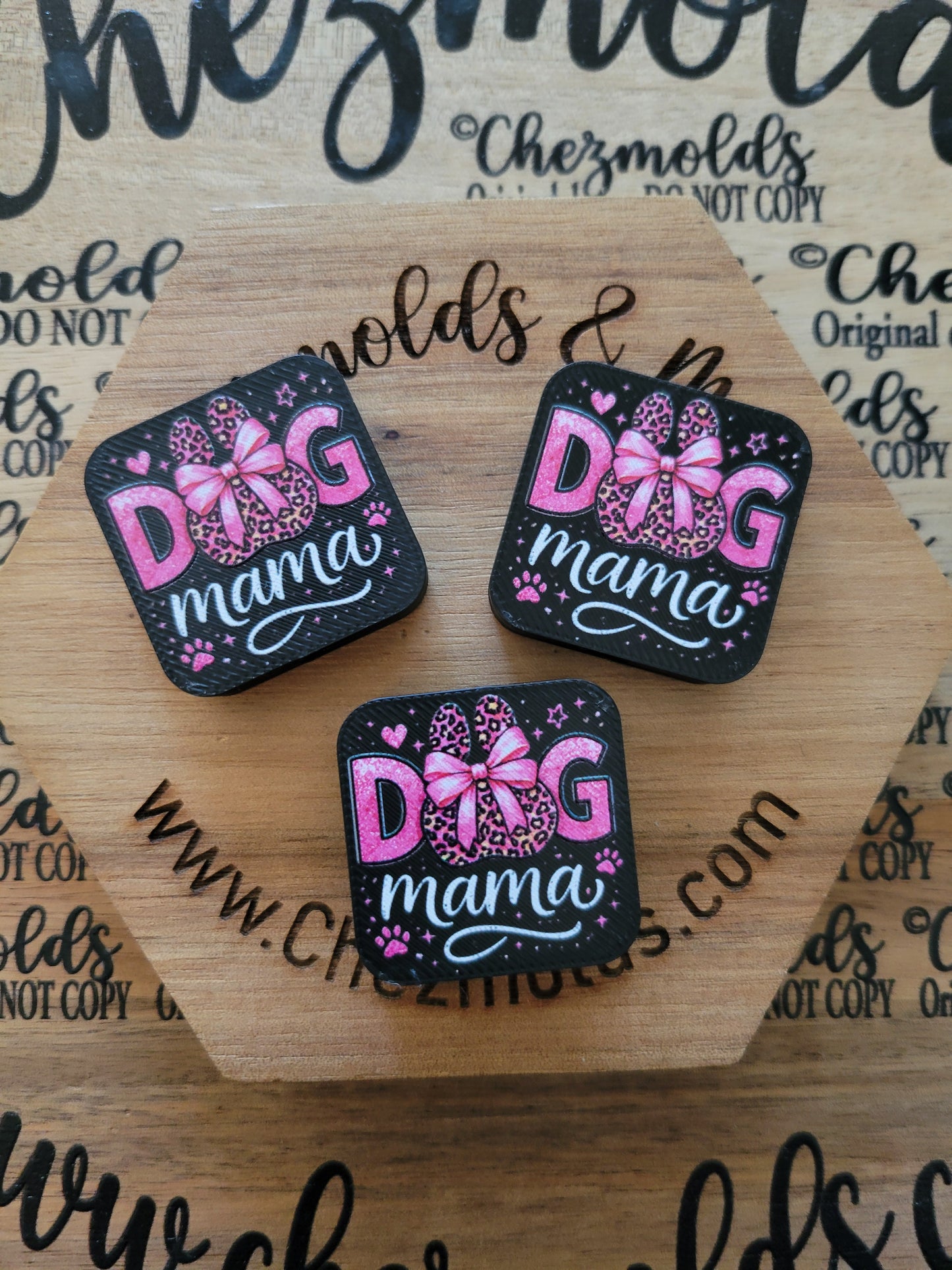 CE 3d printed focal Bead-dog mama on black