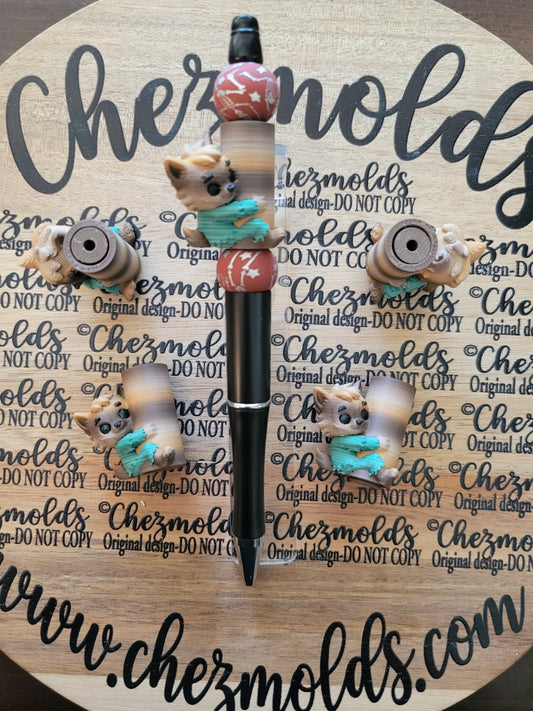 CE 3d printed focal bead- Cutie baby werewolf Chez Pole dancer ( spinner )