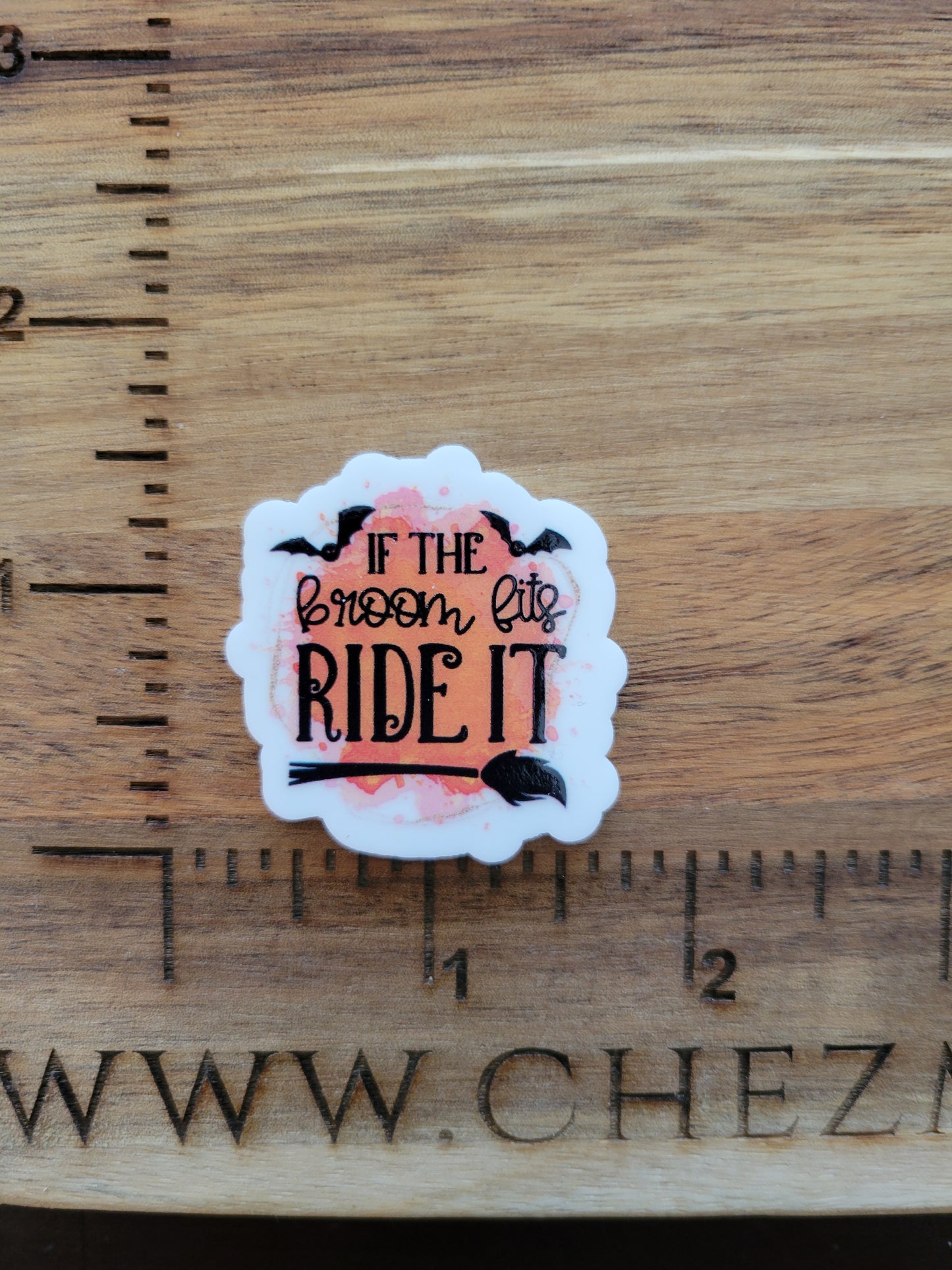 uv printed acrylic flatback- if the broom fits ride it