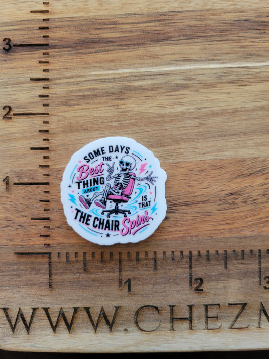 uv printed acrylic flatback- best thing is chair spins