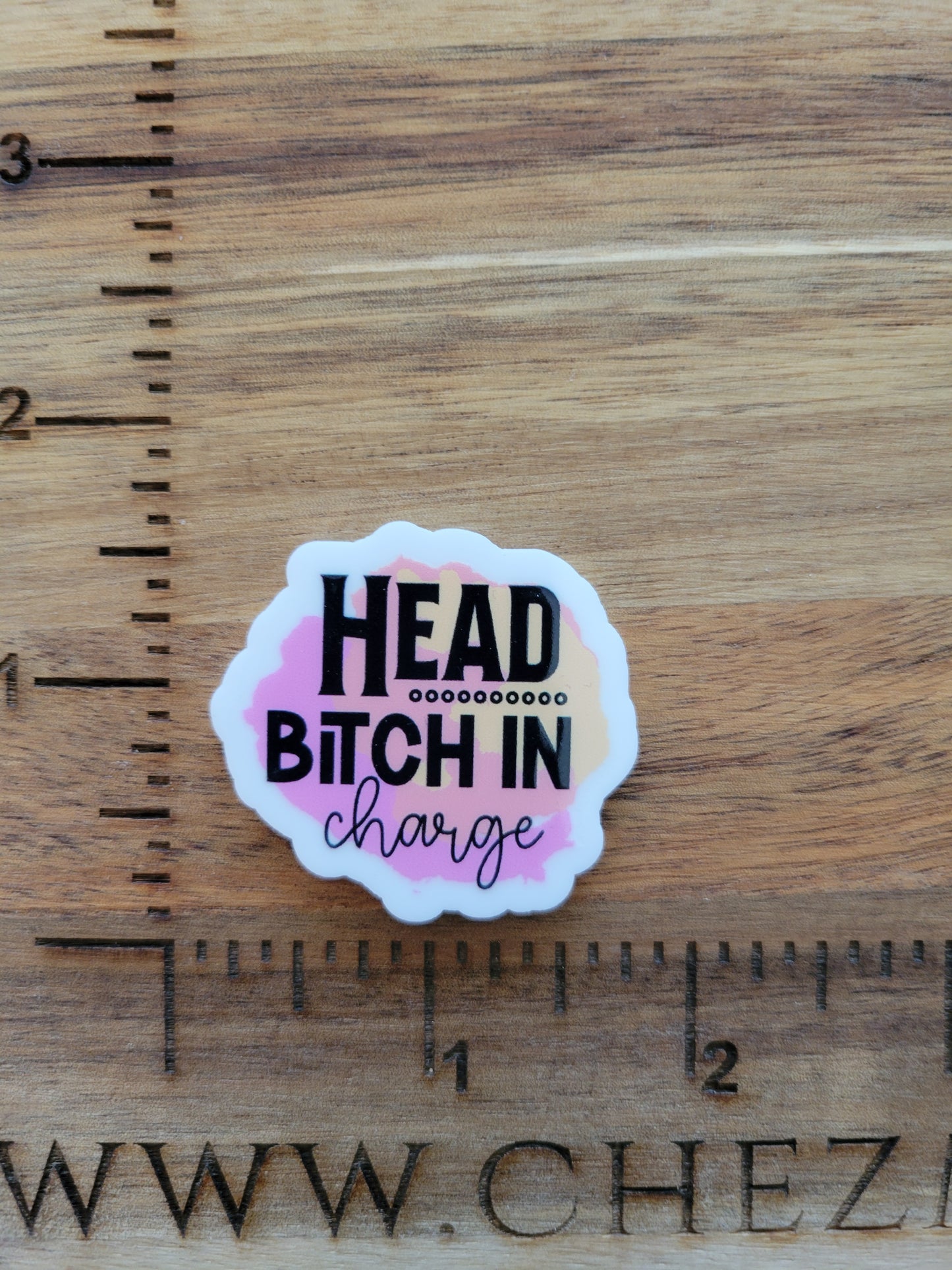 uv printed acrylic flatback-head b*tch in charge
