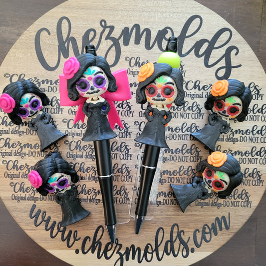 CE 3d printed focal Bead DANGLERZ-Sugar skull babe