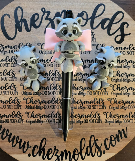 CE 3d printed focal Bead DANGLERZ-Cutie raccoon
