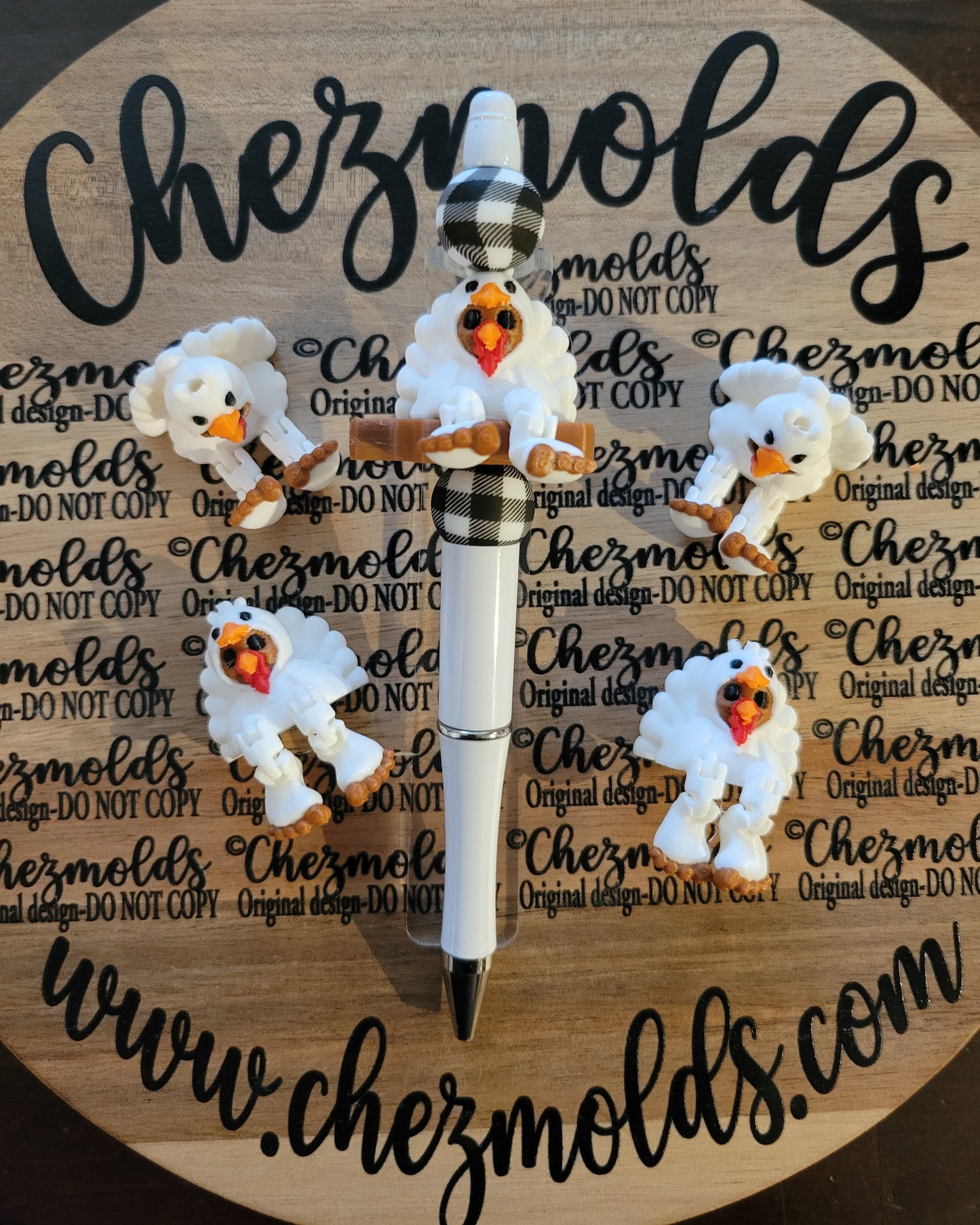 CE 3d printed focal Bead-Turkey dressed as goose Kicker ( flexy feet )white