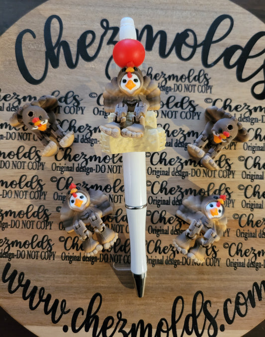 CE 3d printed focal Bead-goose dressed as turkey Kicker ( flexy feet )brown