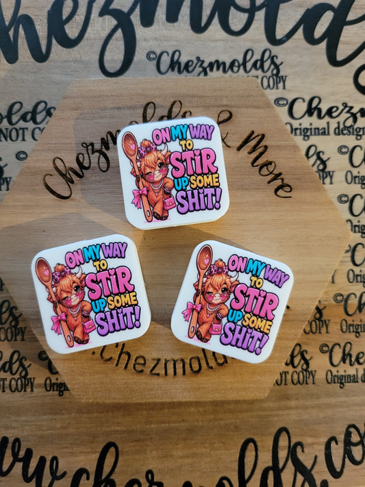 CE 3d printed focal Bead- Stir sh*t up cow- CG Exclusive