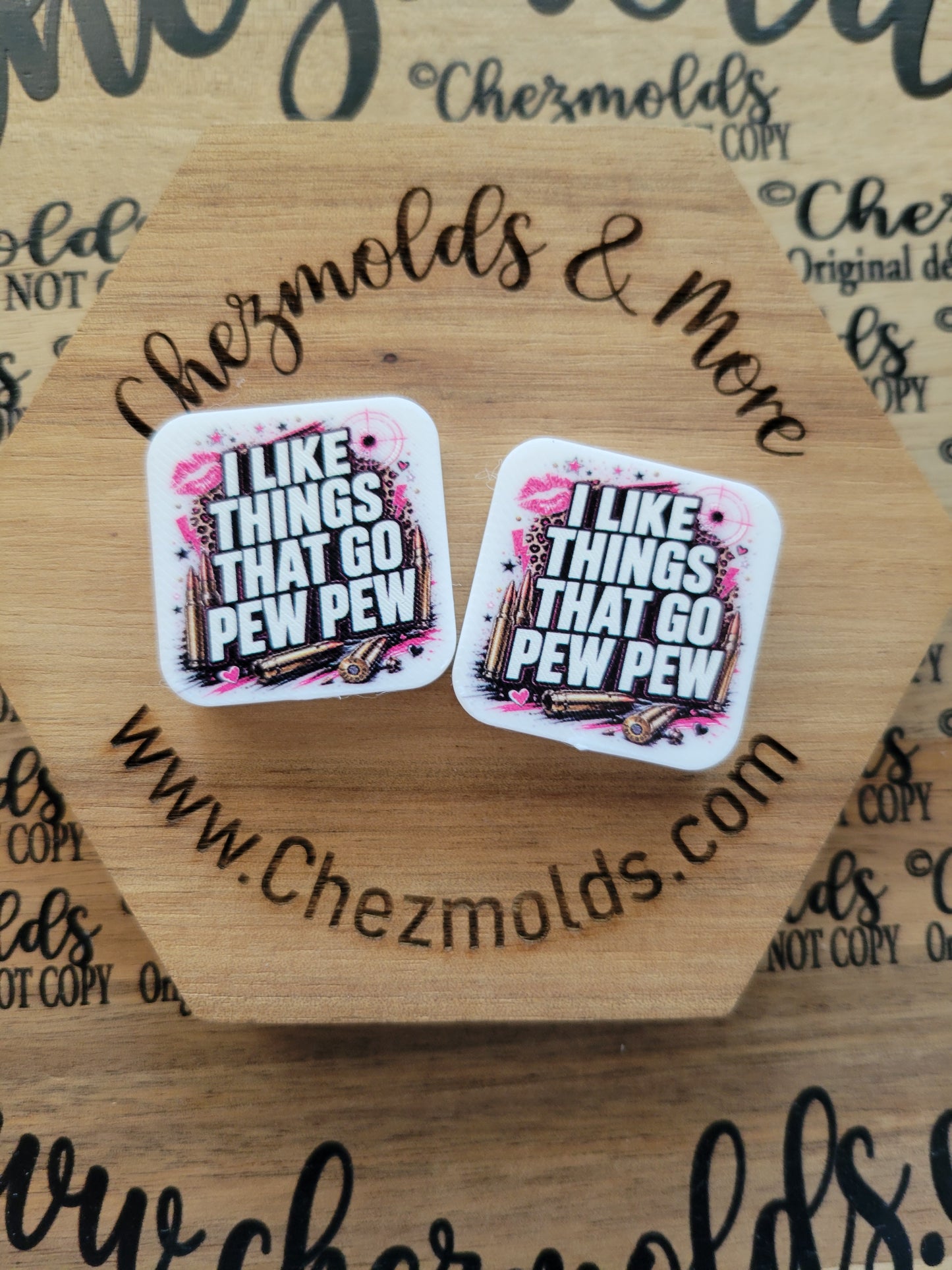 CE 3d printed focal Bead- i like things that go pew pew-CG Exclusive
