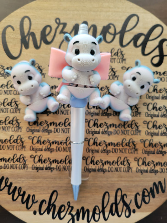 CE 3d printed focal Bead DANGLERZ-Cutie hippo