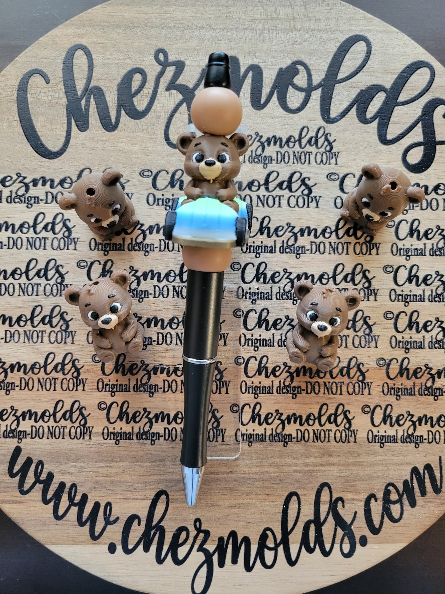 CE 3d printed focal Bead-Cutie bear cub NONK