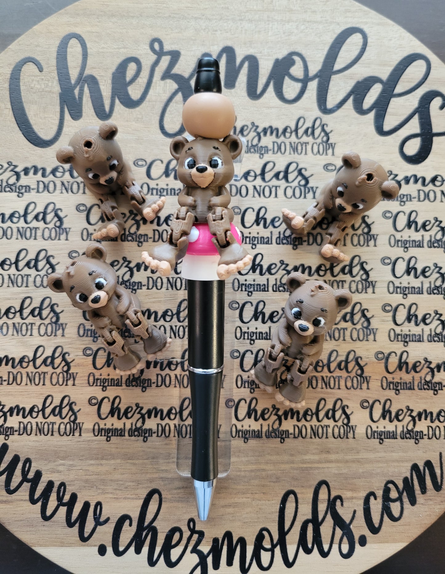 CE 3d printed focal Bead-present- Baby bear cub kicker ( flexy feet )