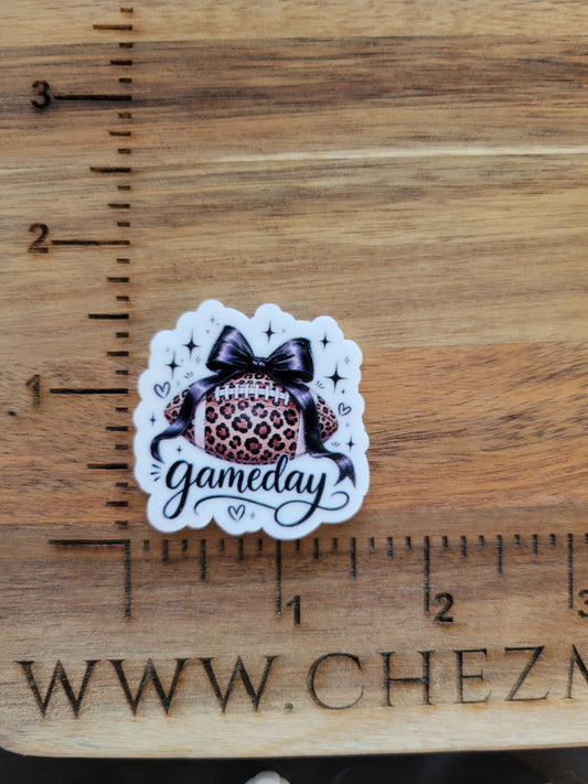 uv printed acrylic flatback-football black bow