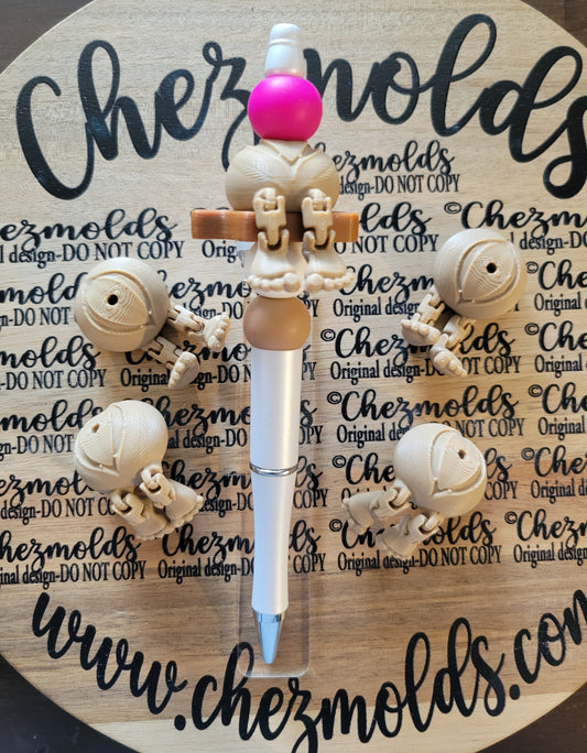 CE 3d printed focal Bead- Sourdough ball kicker ( flexy feet )