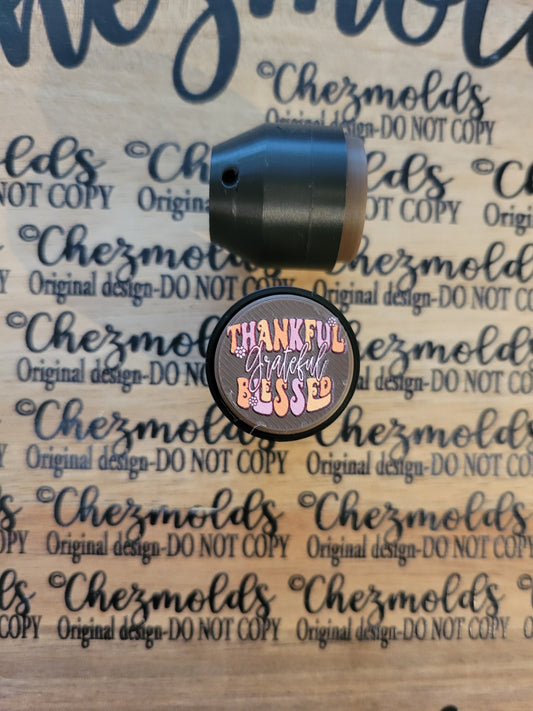 CE 3d printed Clicky button- thankful grateful blessed