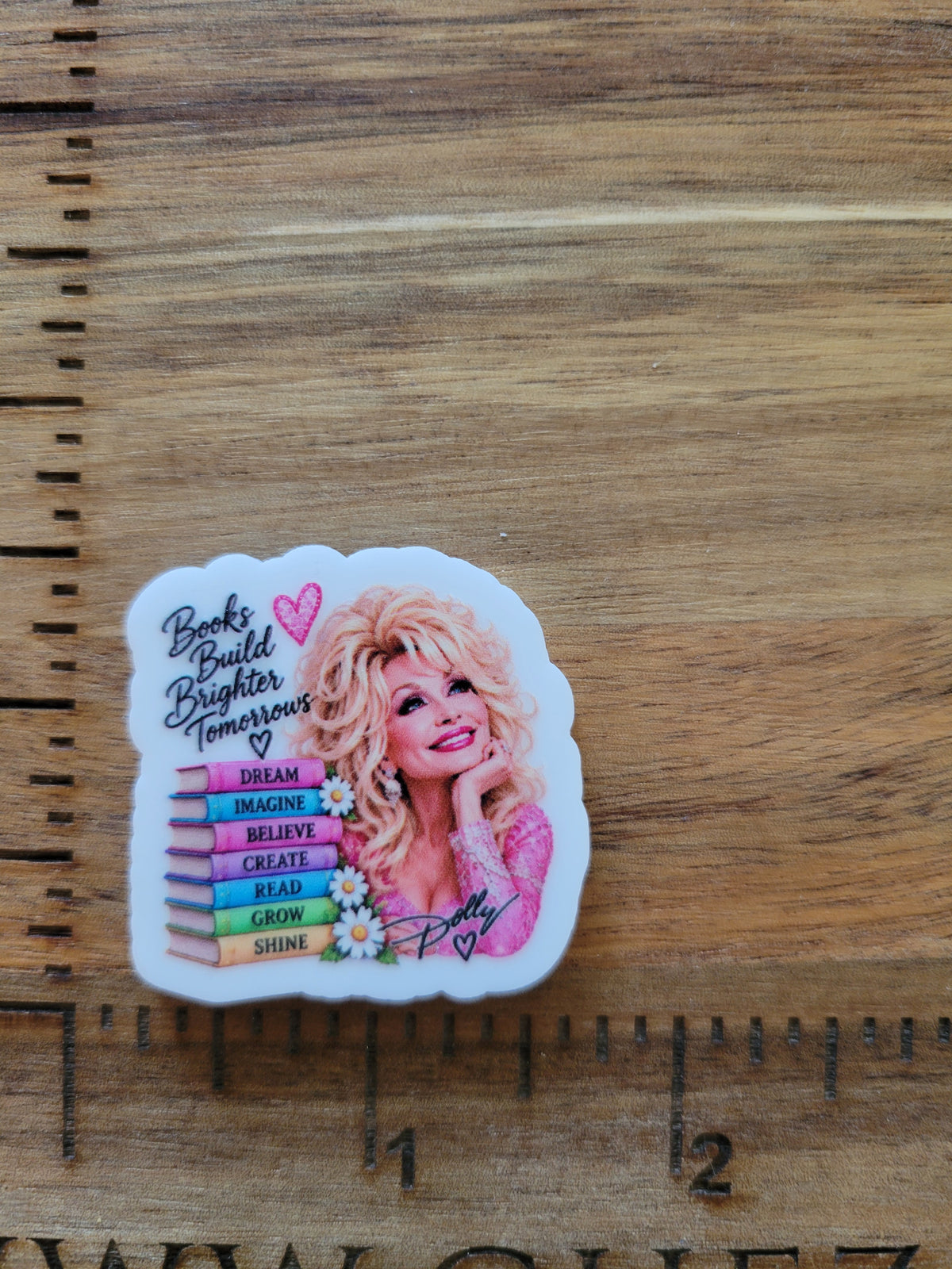 uv printed acrylic flatback- dolly-books build brighter tomorrows