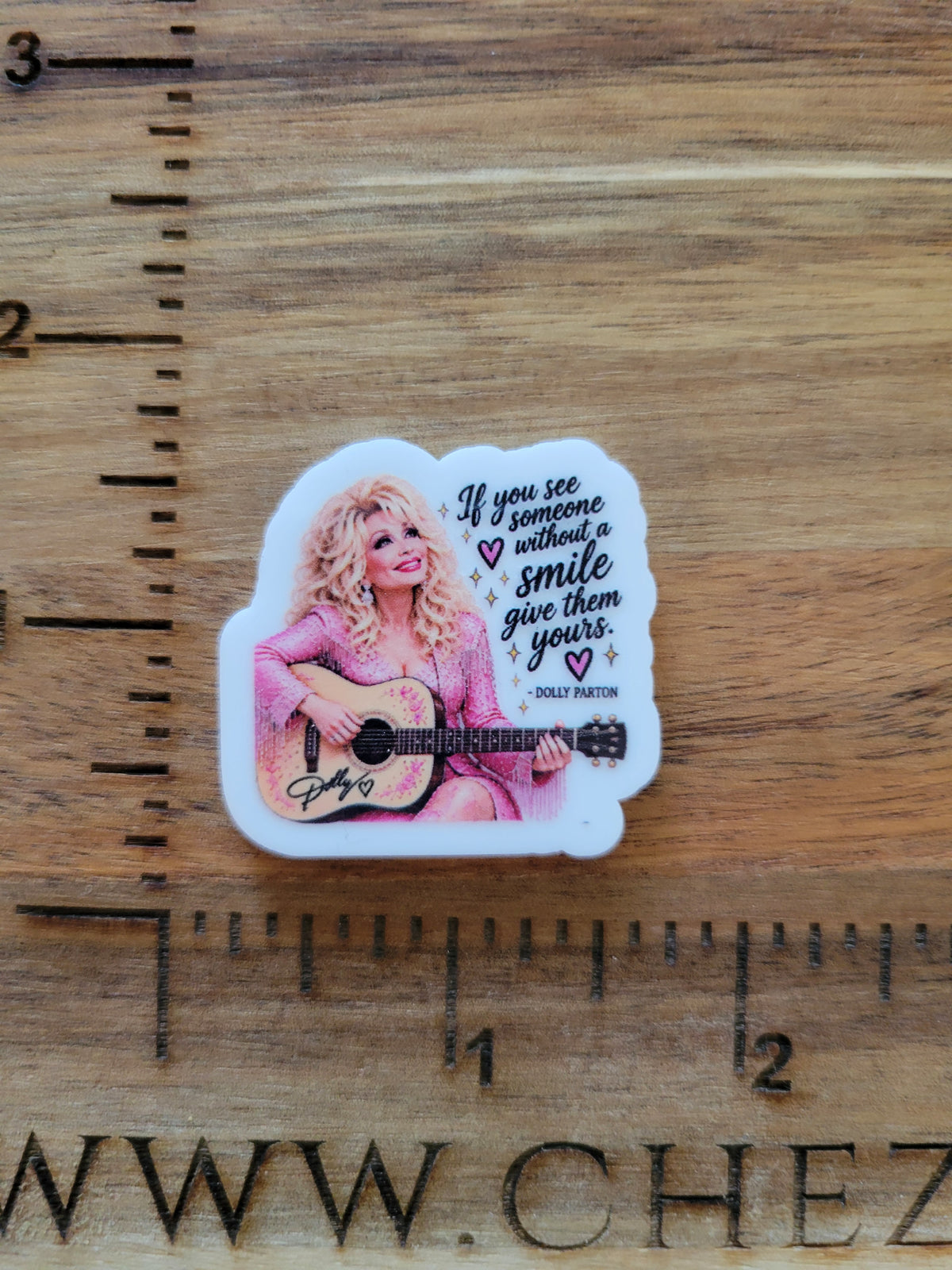 uv printed acrylic flatback- dolly-see someone without a smile give them yours