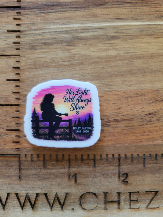 uv printed acrylic flatback- dolly-her light shines