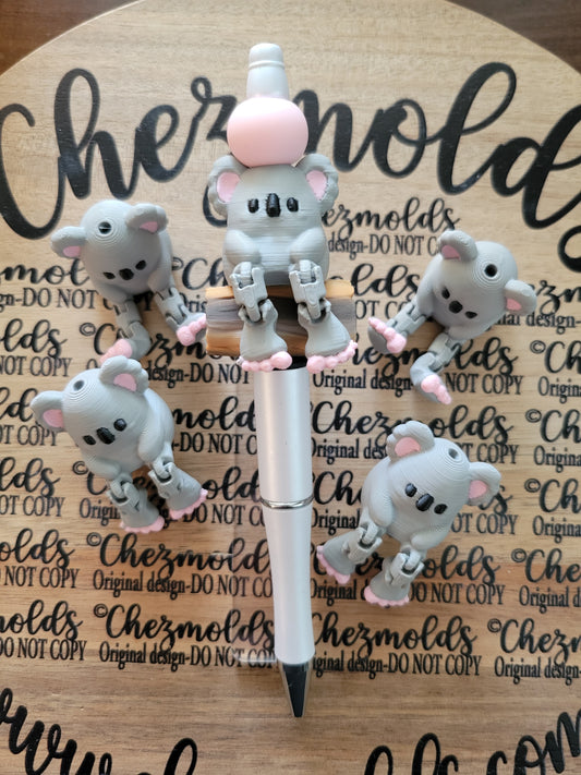 CE 3d printed focal Bead- Cutie koala kicker ( flexy feet )