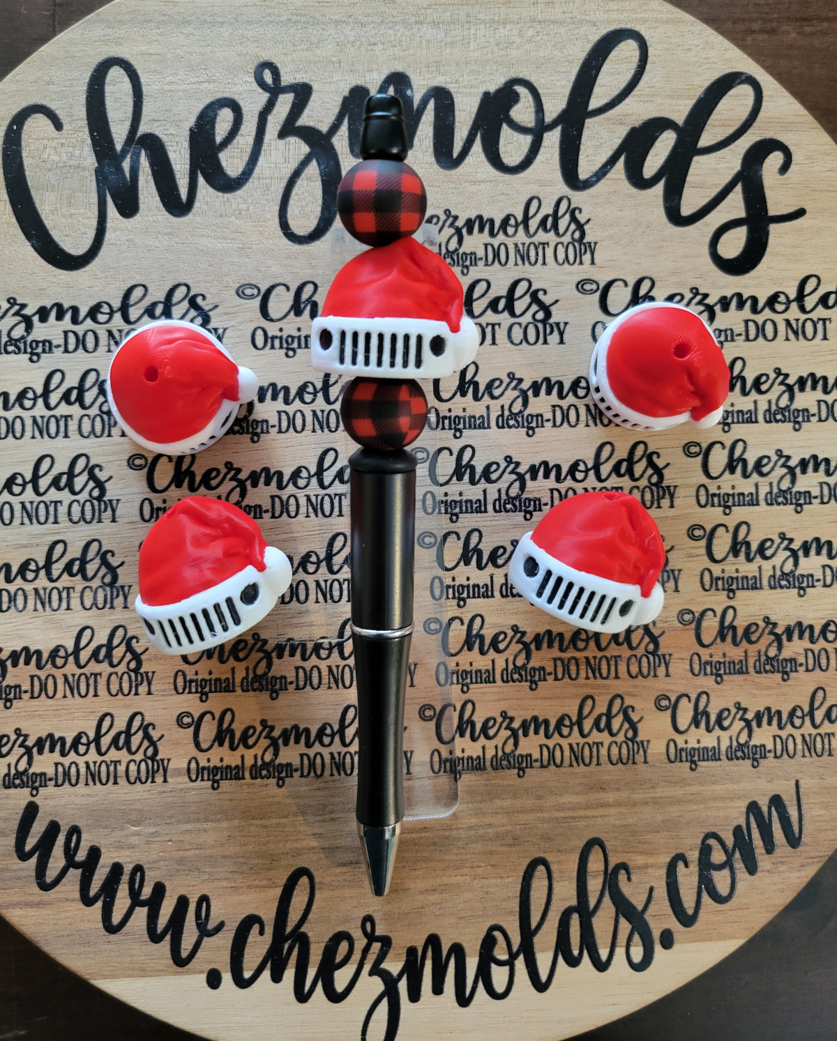 CE 3d printed focal Bead-big santa hat- jeep