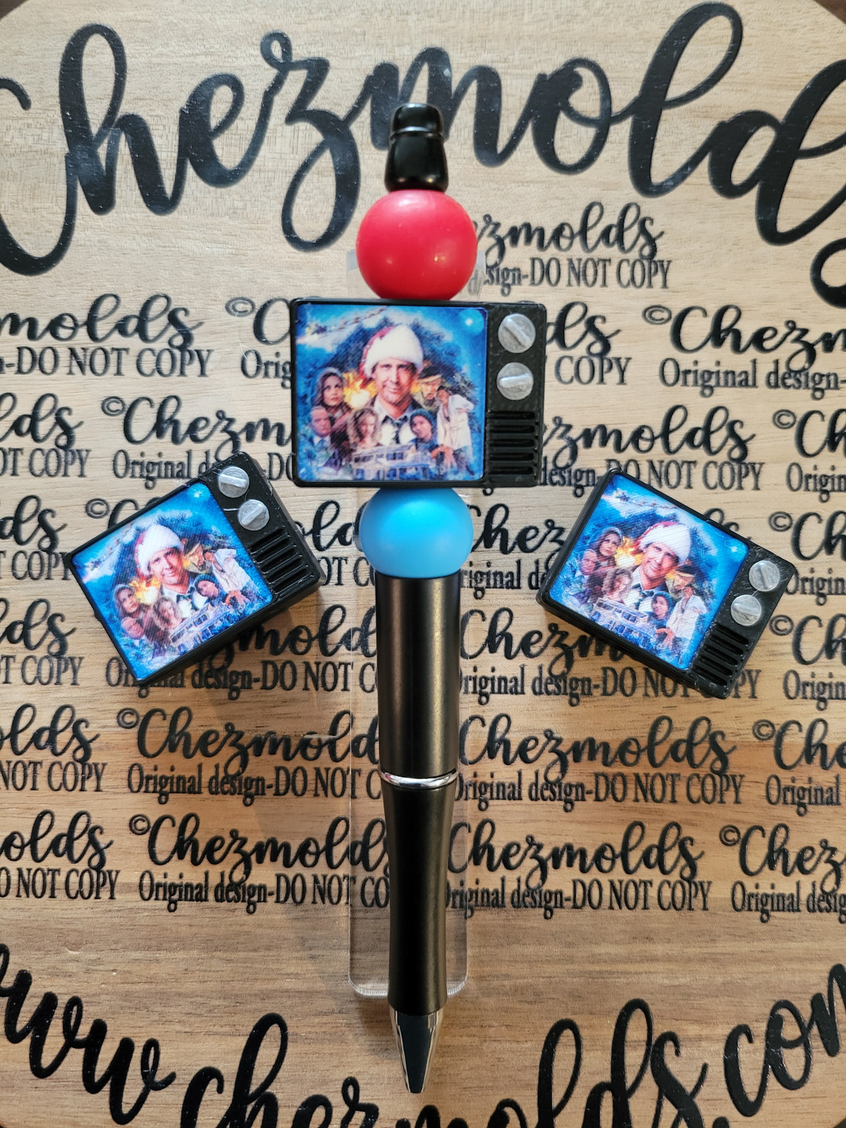 CE 3d printed focal Bead-Retro Tv- christmas vacation