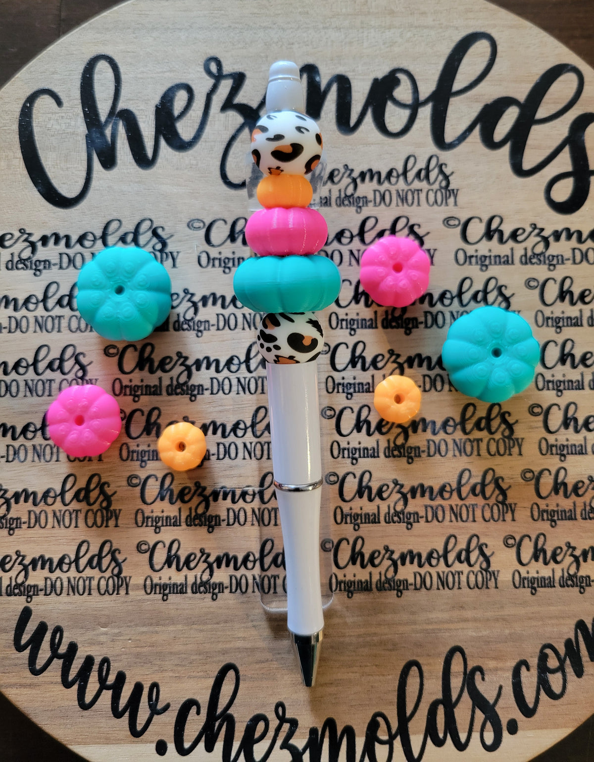 CE 3d printed focal Bead-Pumpkin triple stack ( set of 3 ) brights