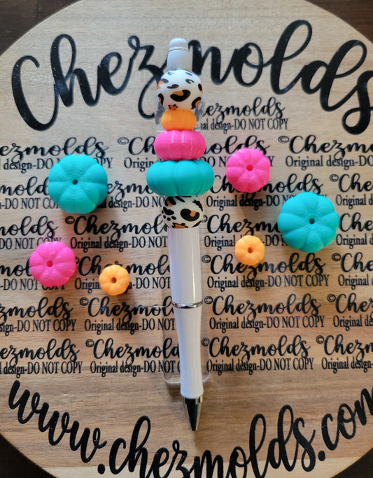 CE 3d printed focal Bead-Pumpkin triple stack ( set of 3 ) brights