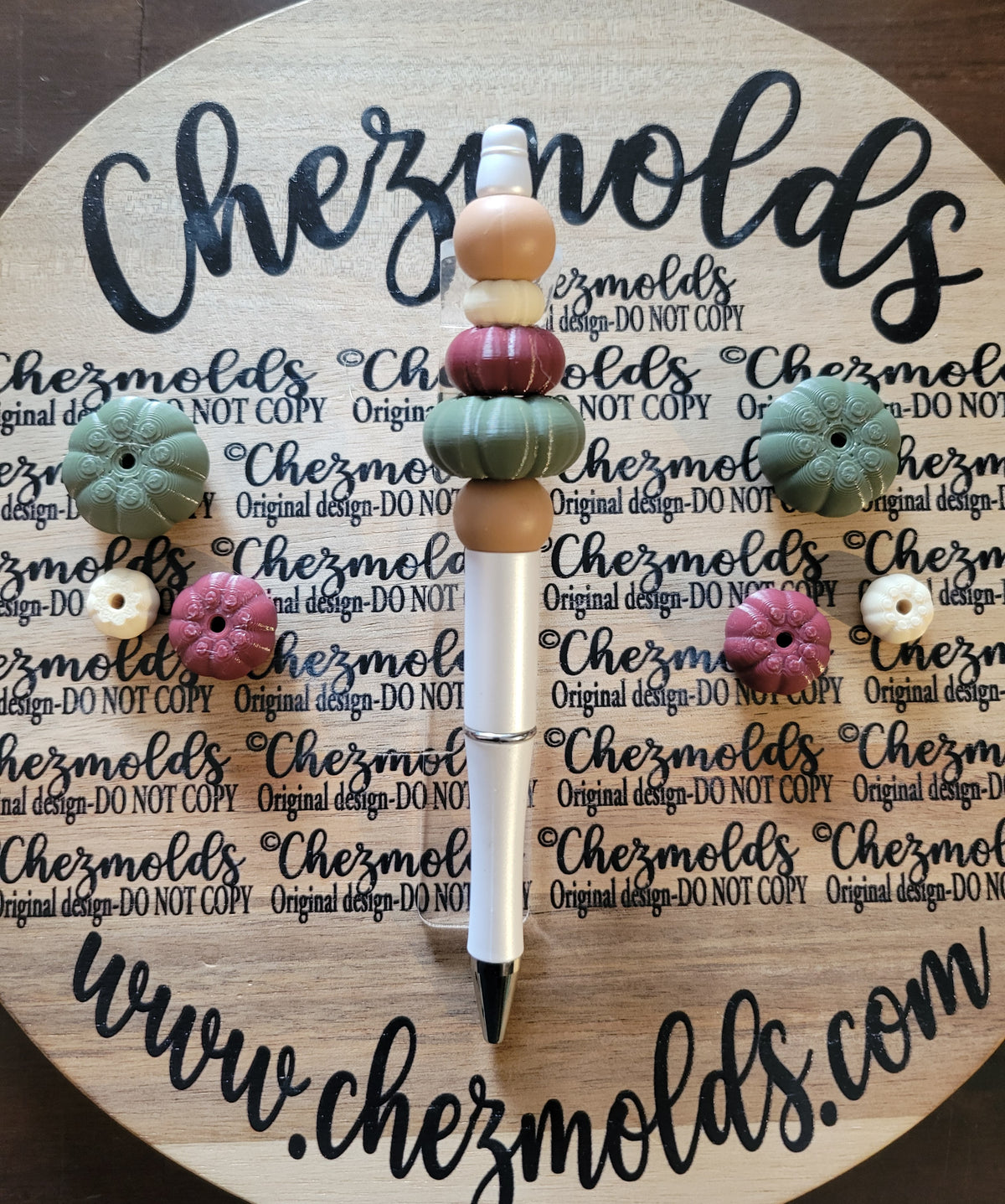 CE 3d printed focal Bead-Pumpkin triple stack ( set of 3 ) neutrals