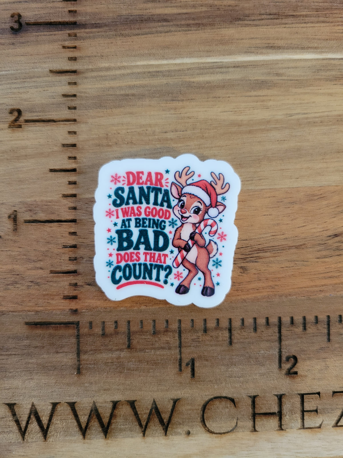 uv printed acrylic flatback- Dear santa- good at being bad
