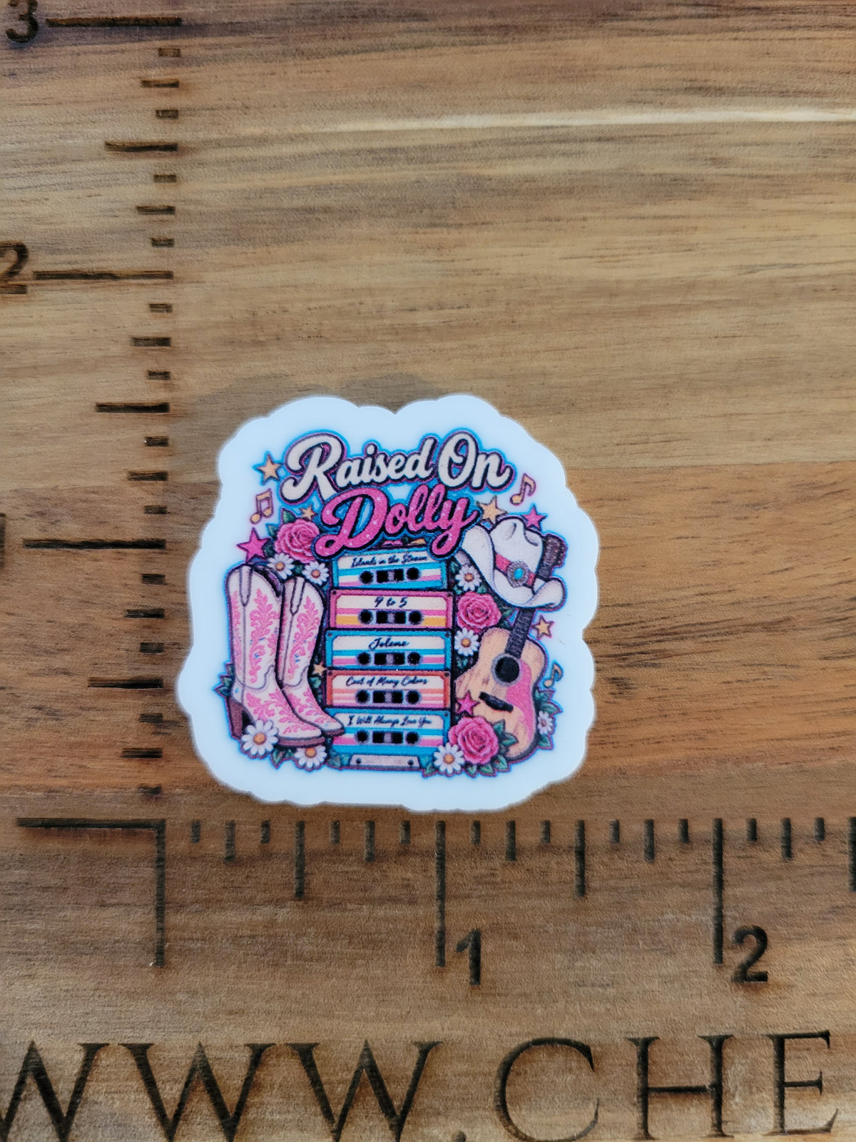 uv printed acrylic flatback- Raised on Dolly