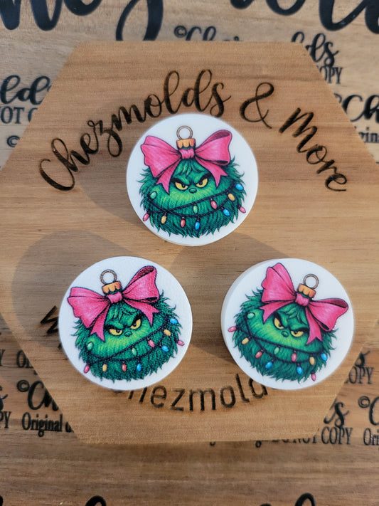 CE 3d printed focal Bead-grinchy ball ornament