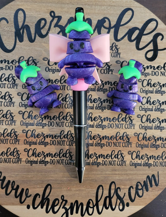 CE 3d printed focal Bead DANGLERZ-eggplant pearl purple