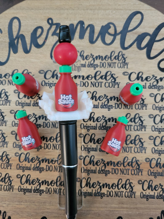 CE 3d printed focal Bead-Hot sauce bottle