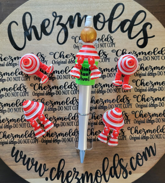 CE 3d printed focal Bead-Candy Cane poop kicker ( flexy feet )