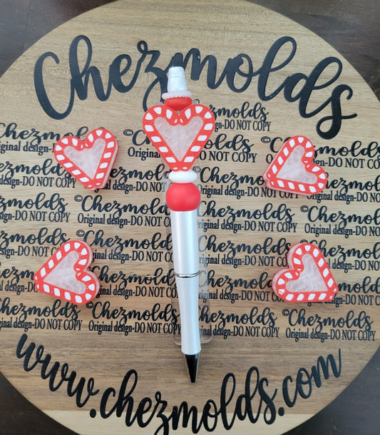 CE 3d printed focal Bead-Candy cane love