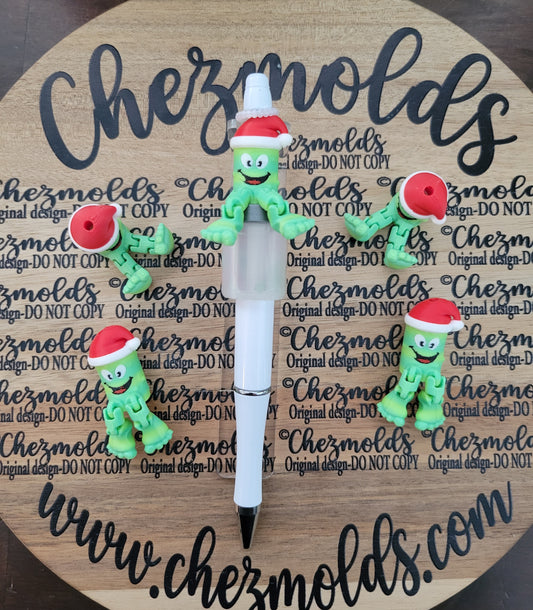 CE 3d printed focal Bead- Christmas Pickle kicker ( flexy feet )