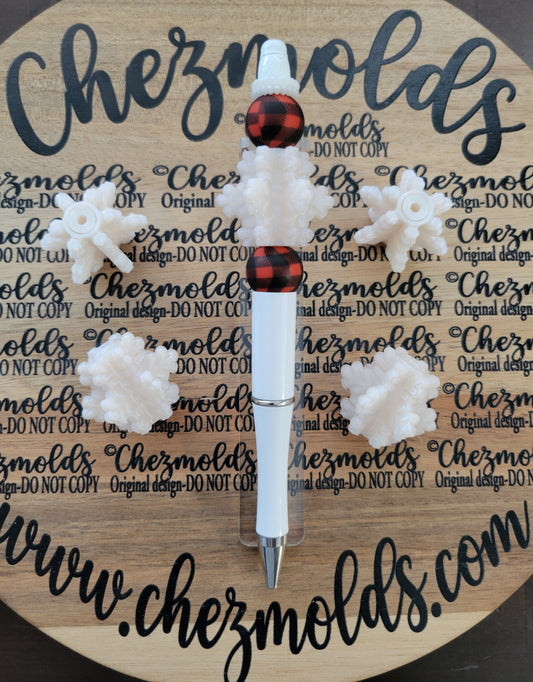CE 3d printed focal bead- white pearl snowflake pole dancer ( spinner )