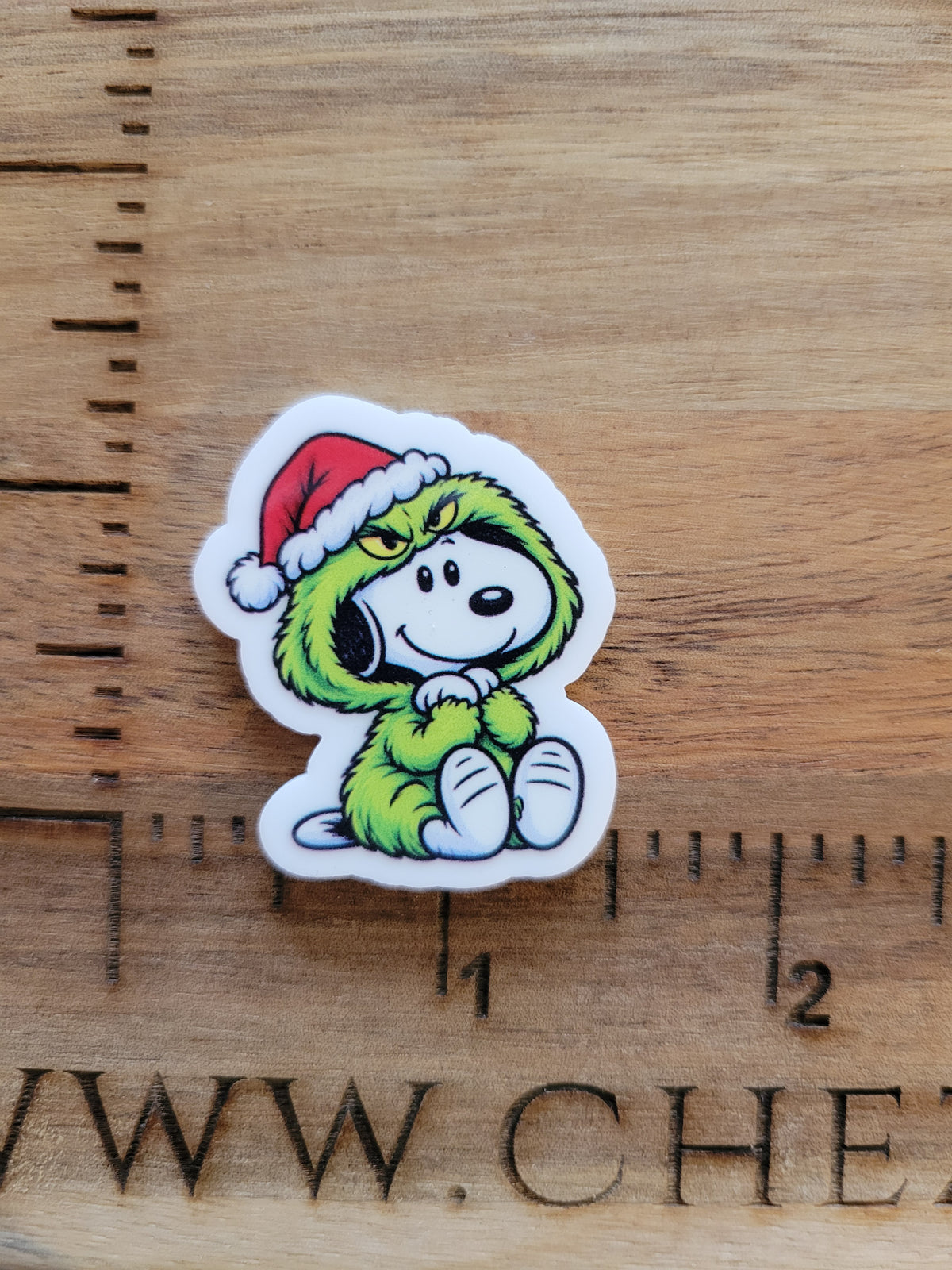 uv printed acrylic flatback-snoop in green costume