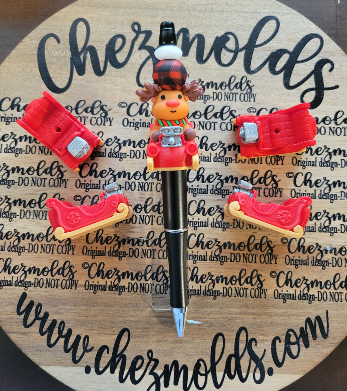 CE 3d printed focal Bead- HOT ROD sleigh