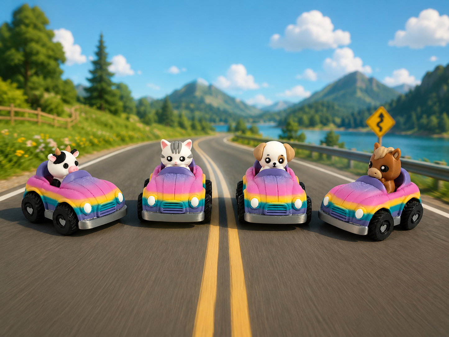 3d printed desk buddy fidget clicker- choose your ride then add your animal ( 1 per vehicle ONLY)